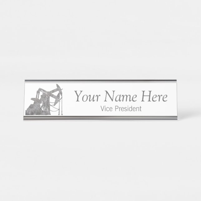 Distressed Metal | Oilfield | Personalised Design Desk Name Plate (Front)