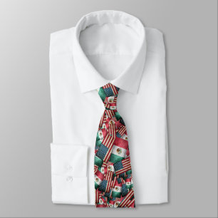 Distressed Mexican/American Flags  - US & Mexican Tie