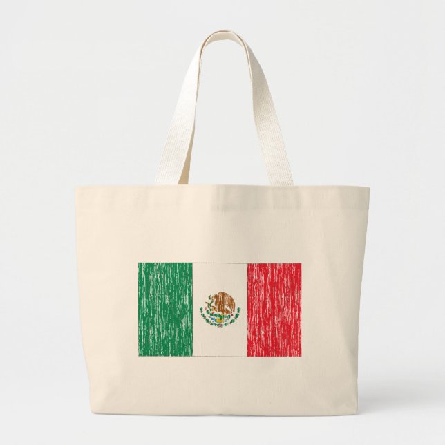 Distressed Mexican Flag Large Tote Bag (Front)
