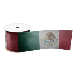 Distressed Mexican Flag   Satin Ribbon