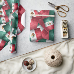 Distressed Mexican Flags Wrapping Paper