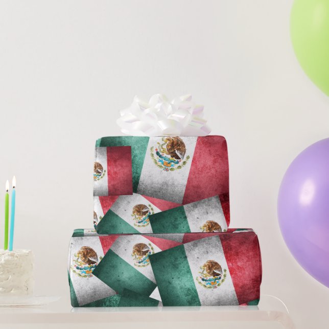Distressed Mexican Flags Wrapping Paper (Party Gifts)