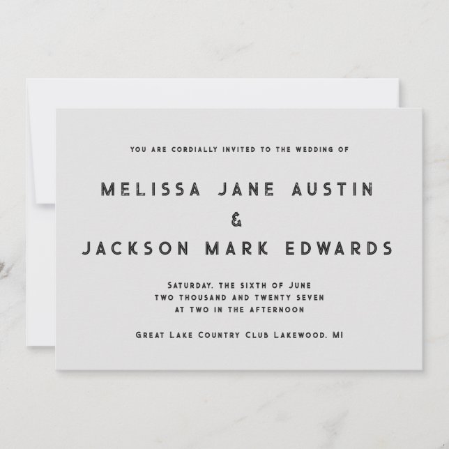 Distressed Minimalism Stone Grey Wedding Invitation (Front)