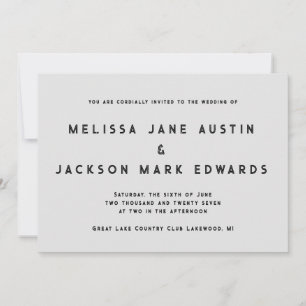 Distressed Minimalism Stone Grey Wedding Invitation