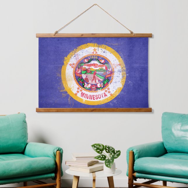 Distressed Minnesota State Flag   Hanging Tapestry (Living Room)