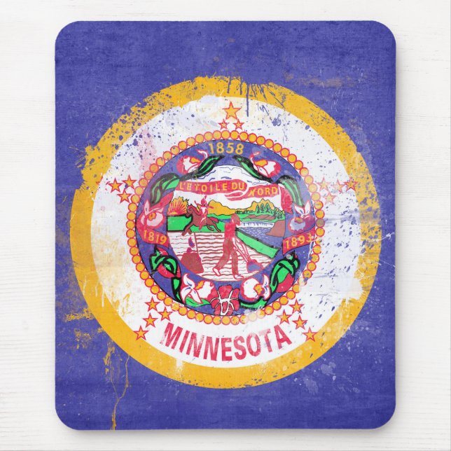 Distressed Minnesota State Flag Mouse Mat (Front)