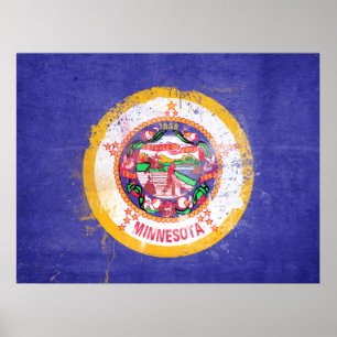 Distressed Minnesota State Flag Poster