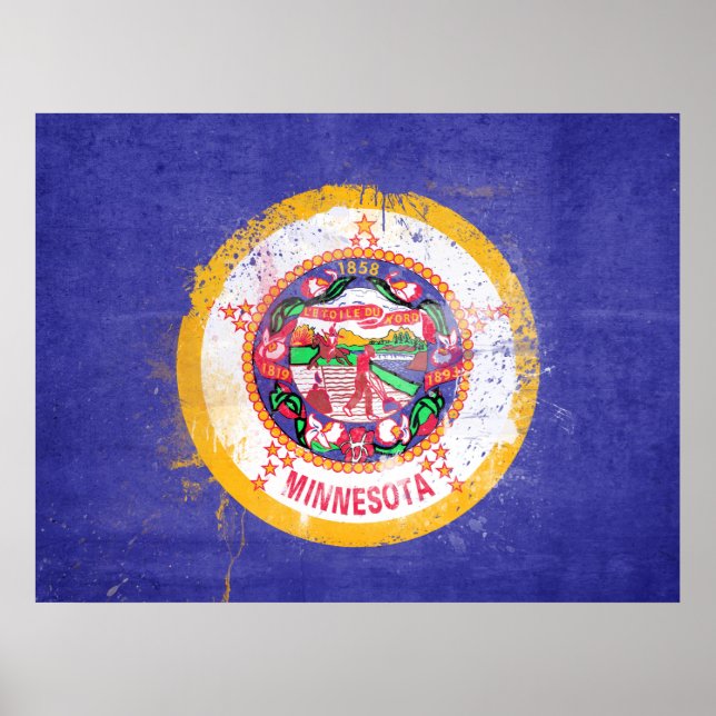 Distressed Minnesota State Flag Poster (Front)