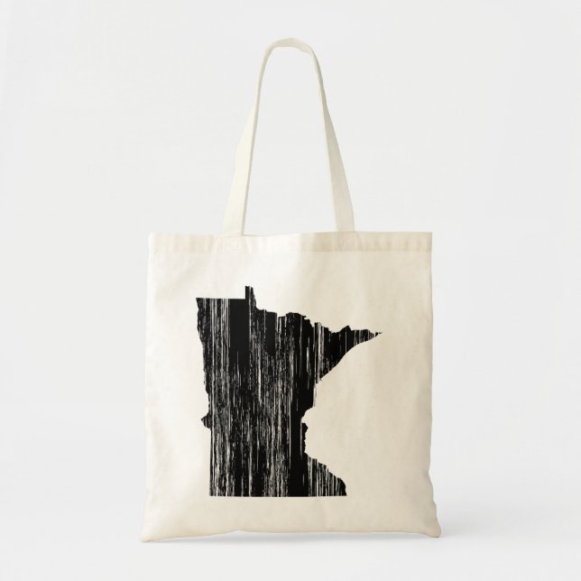 Distressed Minnesota State Outline Tote Bag (Front)