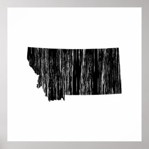 Distressed Montana State Outline Poster