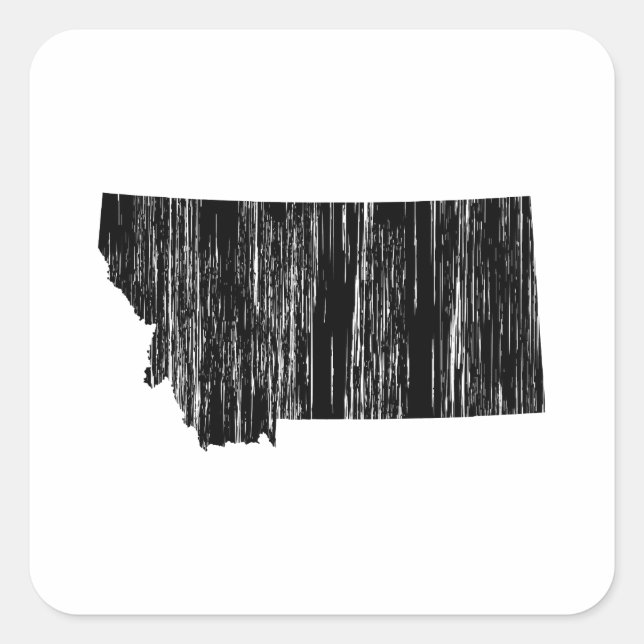 Distressed Montana State Outline Square Sticker (Front)