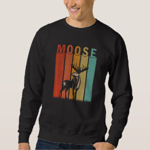 Distressed Moose  Men Women Kid Cute Moose Retro Sweatshirt
