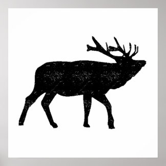 Distressed Moose Silhouette Poster