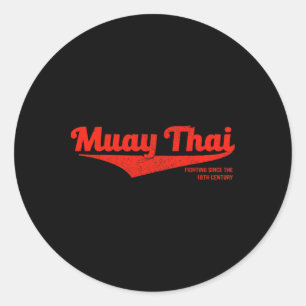 Distressed Muay Thai Kickboxing Tee, Mma Bjj, Thai Classic Round Sticker