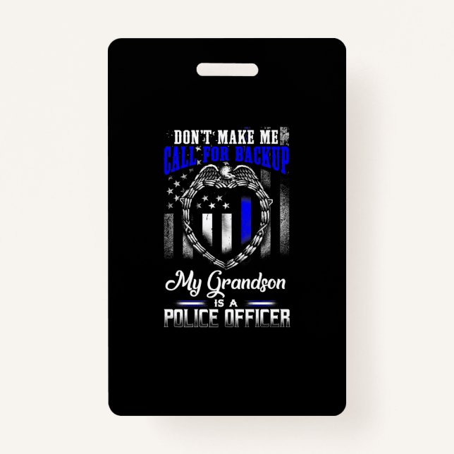 Distressed My Grandson Is A Police Officer Gift ID Badge (Front)