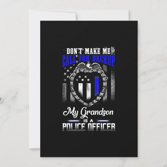 Distressed My Grandson Is A Police Officer Gift Invitation (Front)
