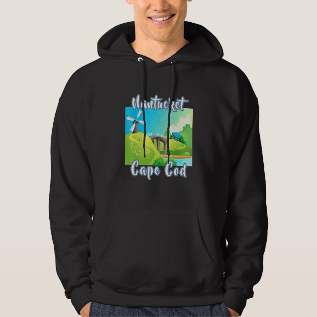 Distressed Nantucket Cape Cod Summer Vacation Old  Hoodie (Front)
