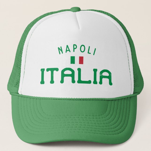 Distressed Napoli Italia (Naples Italy) Trucker Hat (Front)