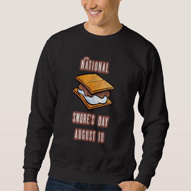 Distressed National Smores Day Marshmallow August  Sweatshirt (Front)