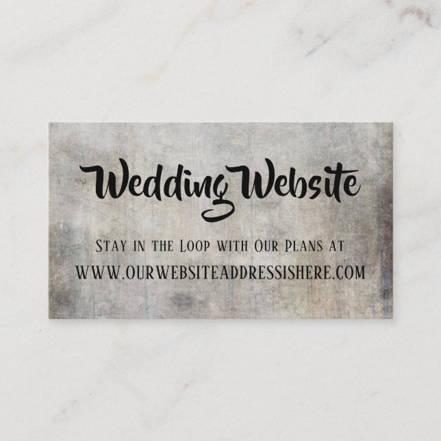 Distressed Natural Rustic Vintage Wedding Website Enclosure Card (Front)