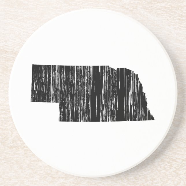 Distressed Nebraska State Outline Coaster (Front)