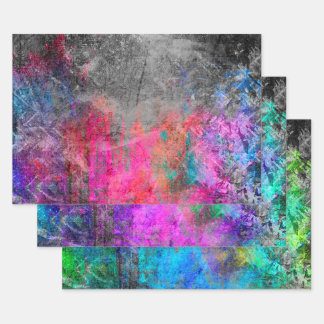 Distressed Neon Abstract Wrapping Paper Sheet