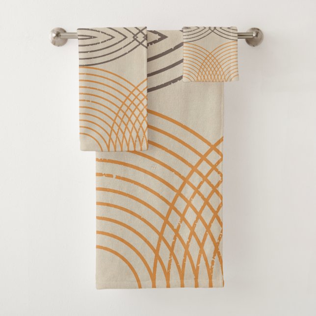 Distressed Neutral Geo Bath Towel Set (Insitu)