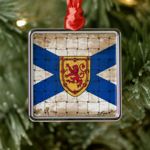 Distressed Nova Scotia Flag Metal Tree Decoration
