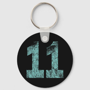 DISTRESSED NUMBER 11 KEY RING