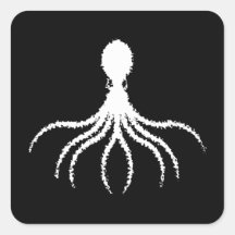 Distressed Octopus Design - Square Stickers
