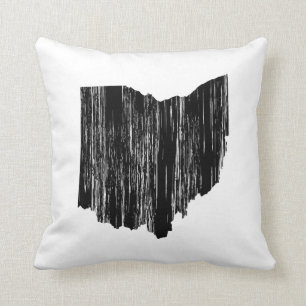 Distressed Ohio State Outline Cushion