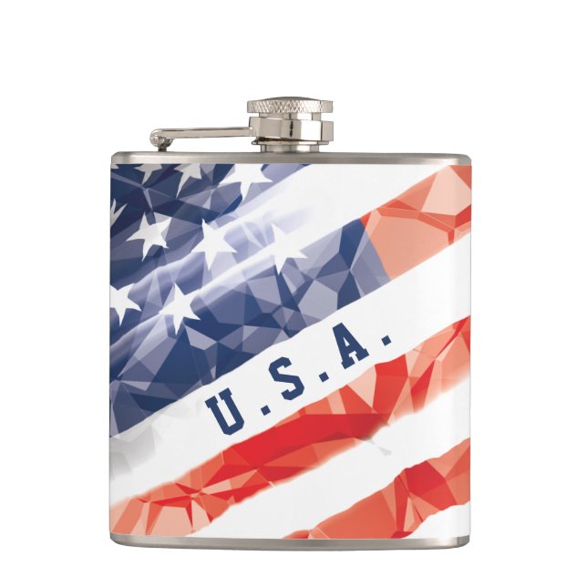 Distressed Old American Flag Hip Flask (Front)