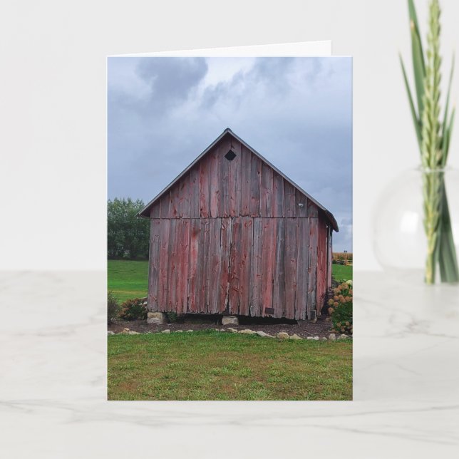 Distressed old red Barn Card (Front)
