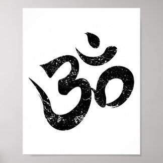 Distressed Om Meditation Spiritual Indian Yoga Sym Poster