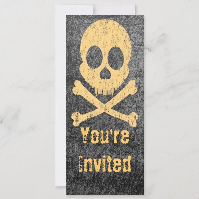 Distressed Orange Skull Invitations (Front)