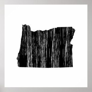 Distressed Oregon State Outline Poster