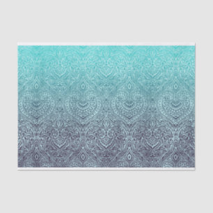 Distressed Ornamental Ombre Turquoise and Purple Tissue Paper