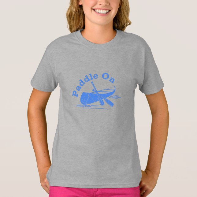Distressed Paddle On Design - Girls' Basic T-Shirt (Front)