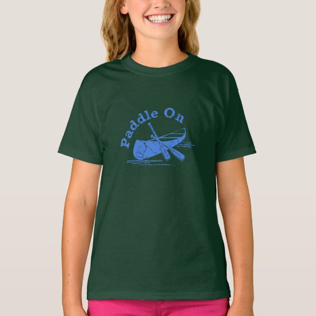 Distressed Paddle On Design - Girls' Basic T-Shirt (Front)