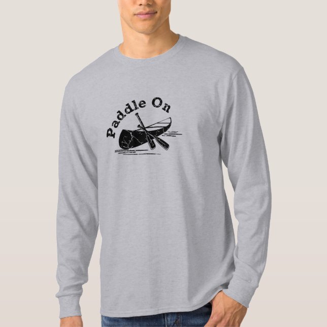 Distressed Paddle On Design - Men's Basic Long Sle T-Shirt (Front)