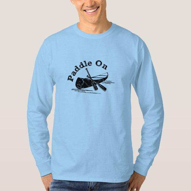 Distressed Paddle On Design - Men's Basic Long Sle T-Shirt (Front)
