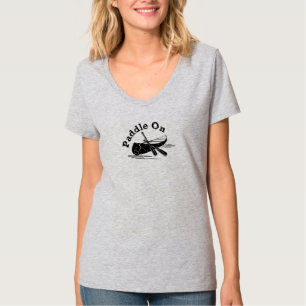 Distressed Paddle On Design - Women's Basic V-Neck T-Shirt