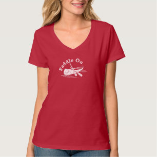 Distressed Paddle On Design - Women's Basic V-Neck T-Shirt