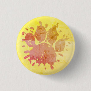 Distressed Paint Splatter Dog Paw Print 3 Cm Round Badge