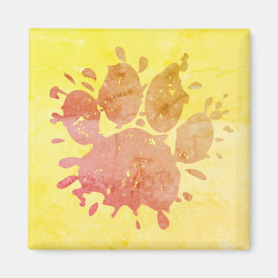 Distressed Paint Splatter Dog Paw Print Magnet