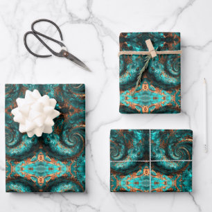 Distressed Patina Copper Vintage Ephemera Wrapping Paper Sheet