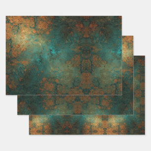 Distressed Patina Copper Vintage Ephemera  Wrapping Paper Sheet