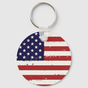 Distressed Patriotic American Flag Key Ring
