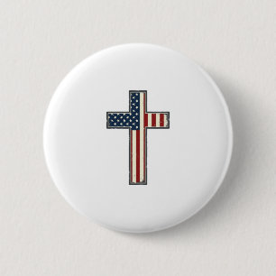 Distressed Patriotic Cross Vector Design_1 6 Cm Round Badge