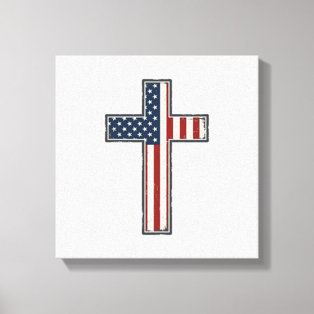 Distressed Patriotic Cross Vector Design_1 Canvas Print (Front)